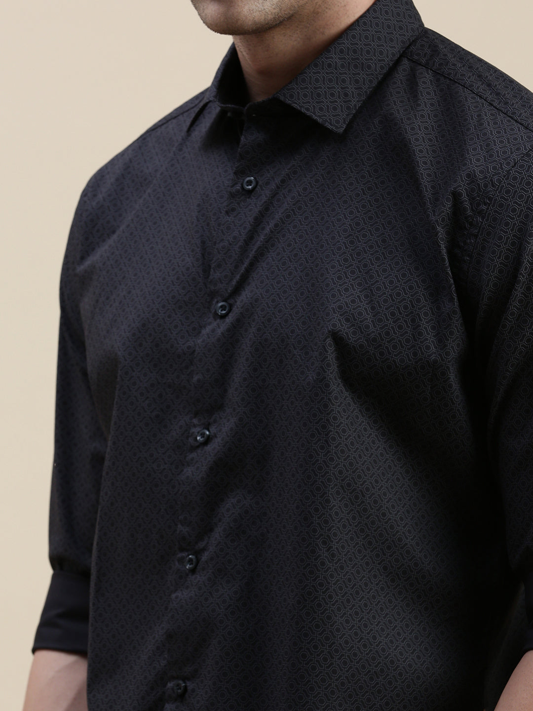 Men Black Geometrical Casual Shirt