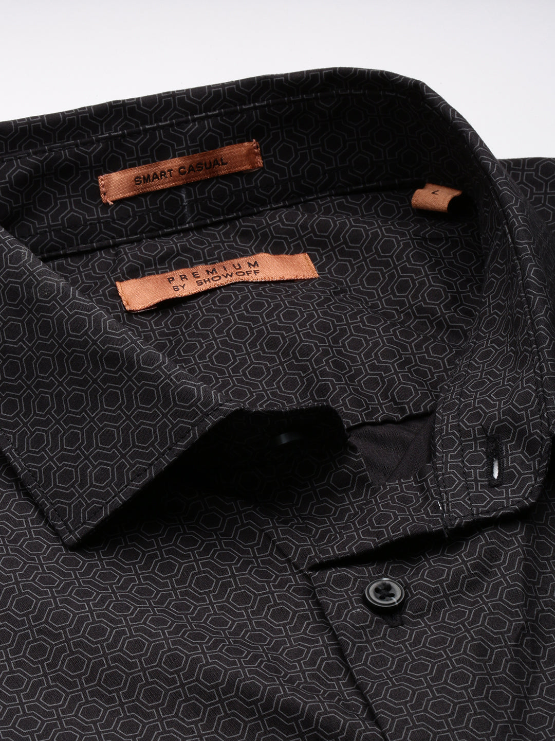 Men Black Geometrical Casual Shirt