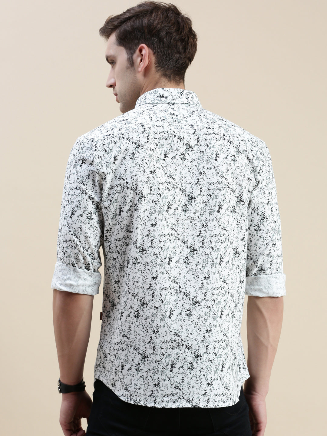 Men White Graphics Casual Shirt