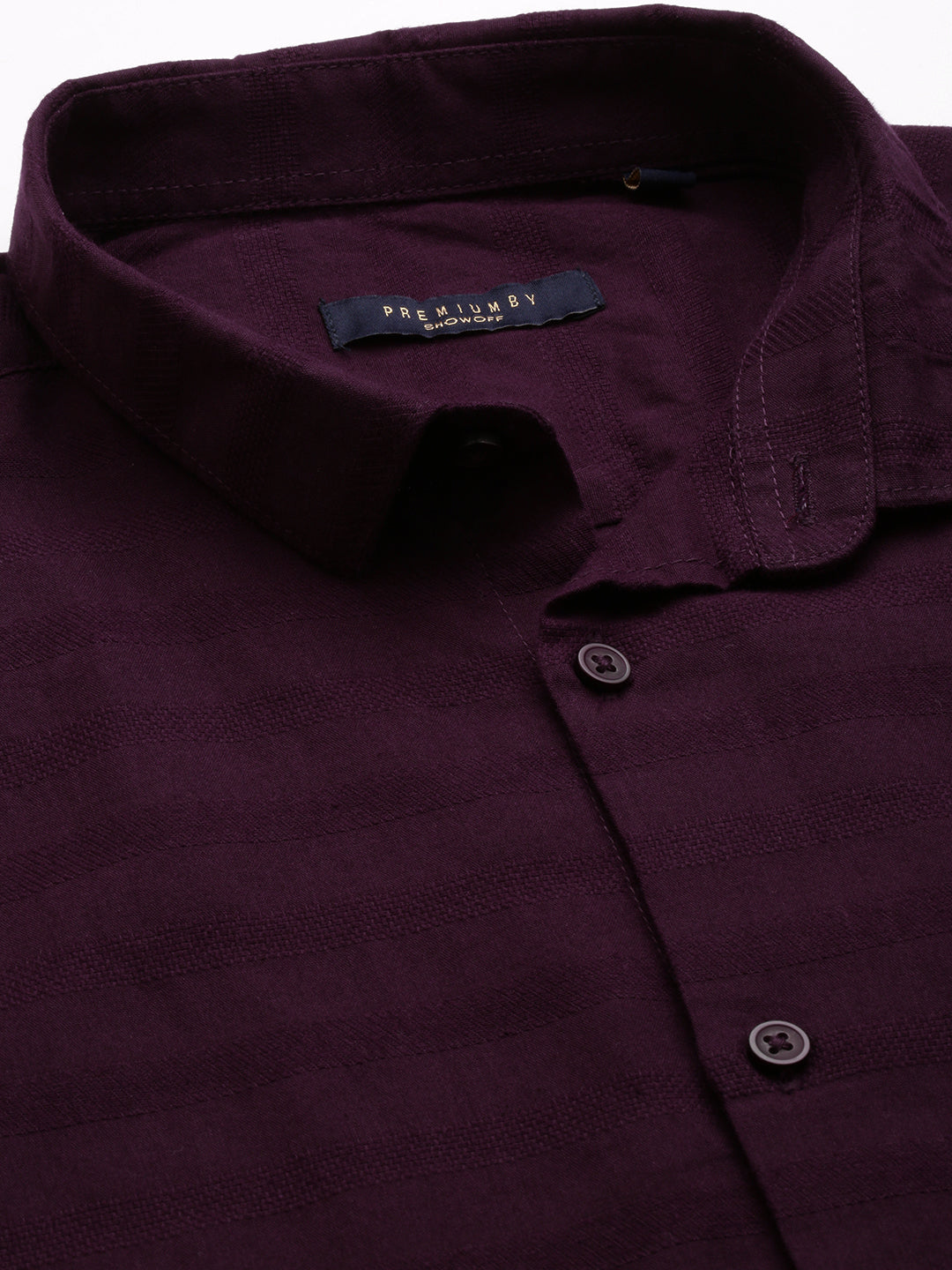 Men's Violet Classic Horizontal Striped Casual Cotton Shirt