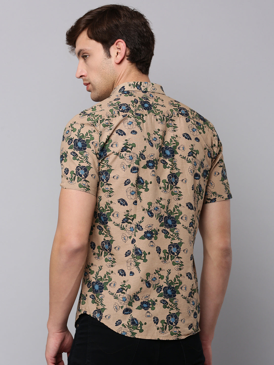 Men Tan Printed Casual Shirt