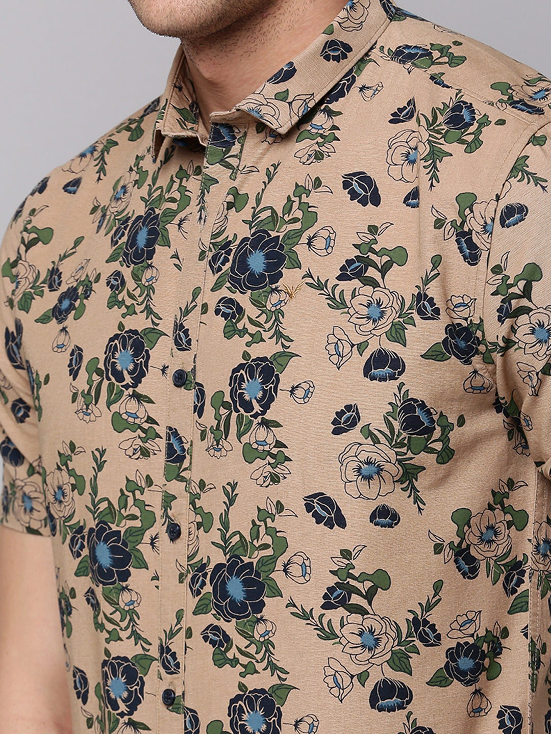 Men Tan Printed Casual Shirt