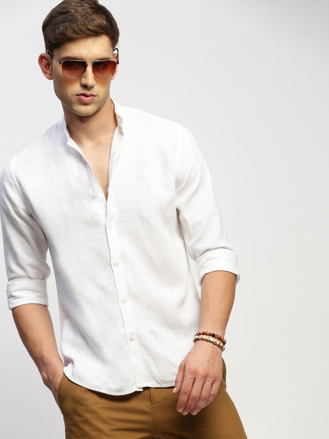 Men White Solid Shirt