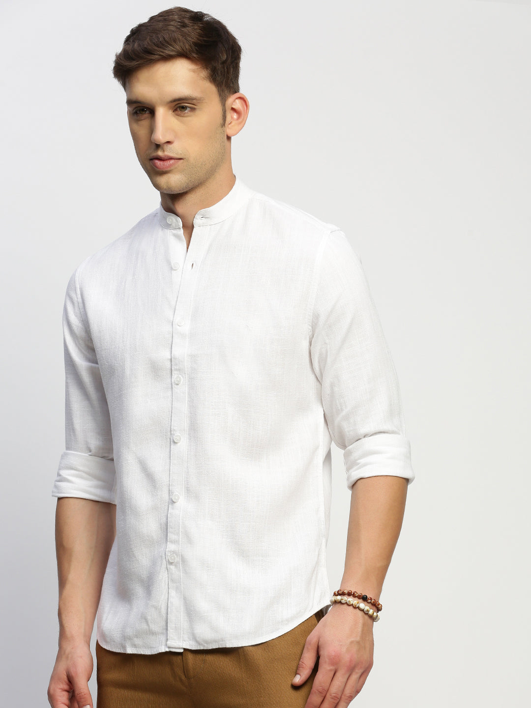 Men White Solid Shirt