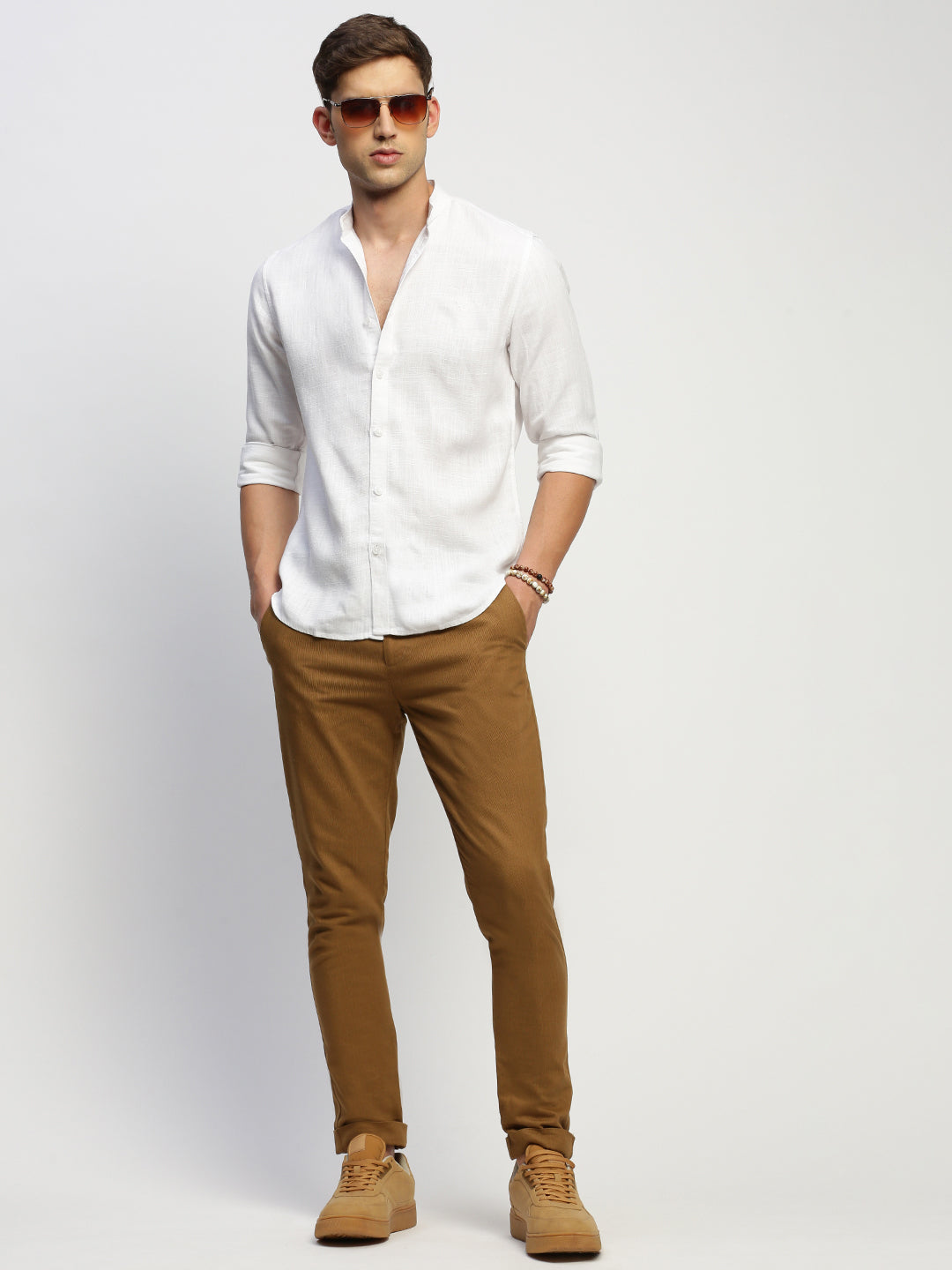 Men White Solid Shirt