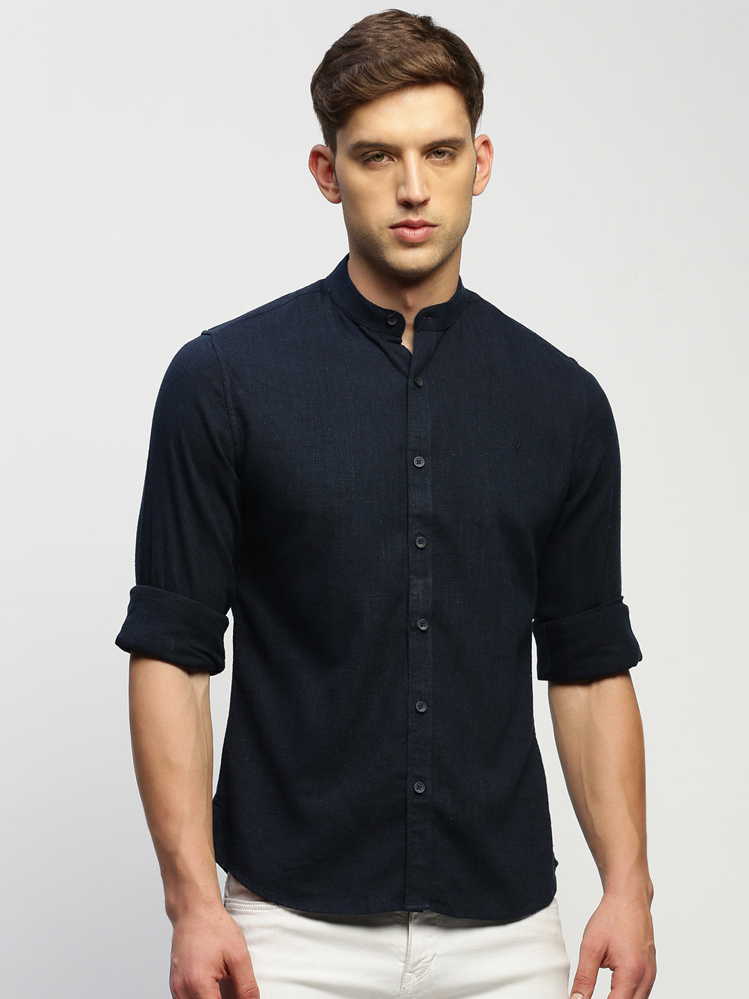 Men Navy Solid Shirt