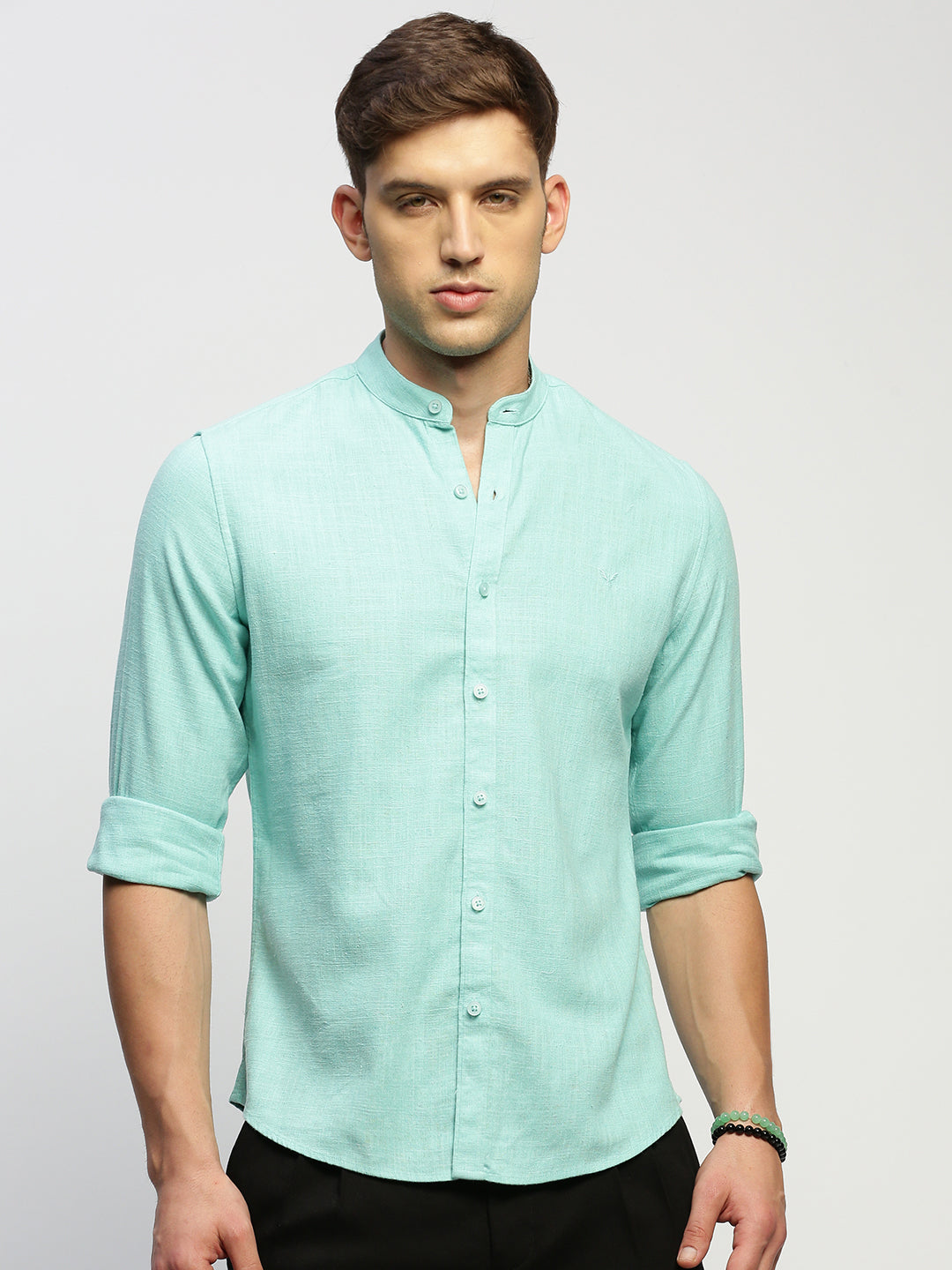 Men Green Solid Shirt