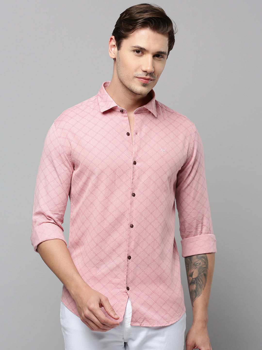 Men Pink Printed Casual Shirt