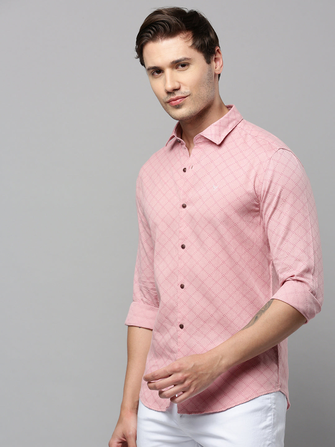 Men Pink Printed Casual Shirt