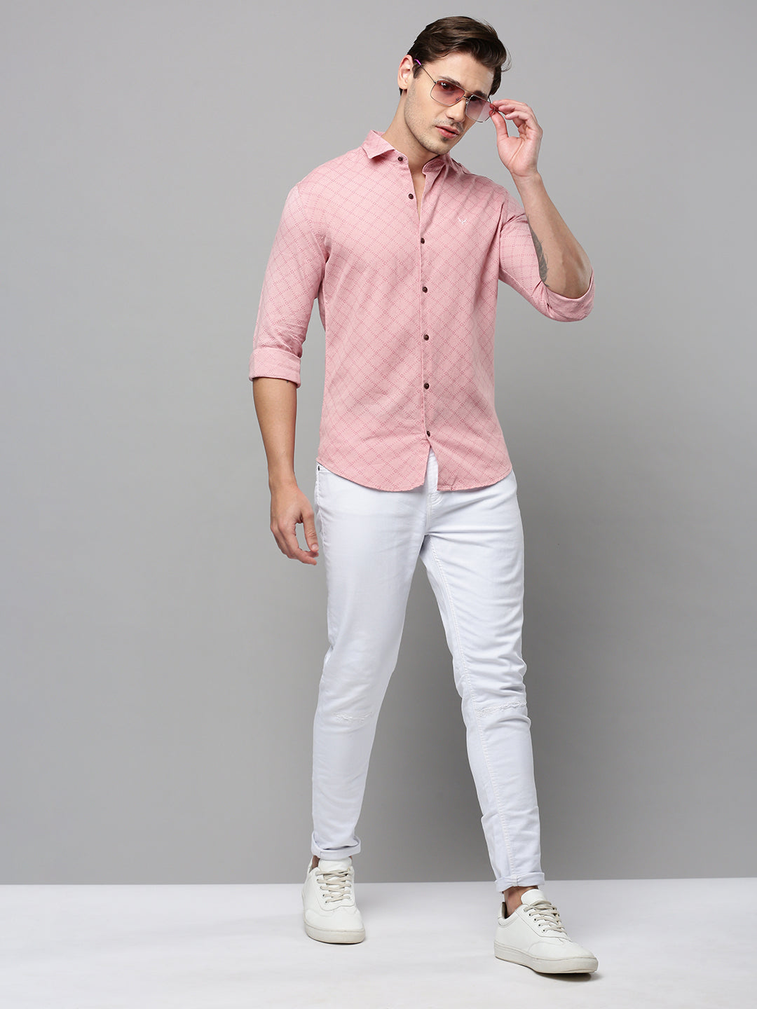 Men Pink Printed Casual Shirt