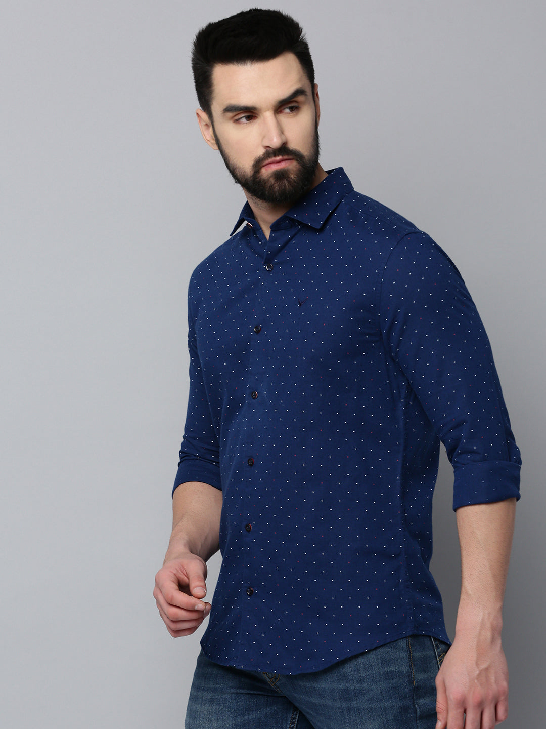 Men Navy Printed Casual Shirt