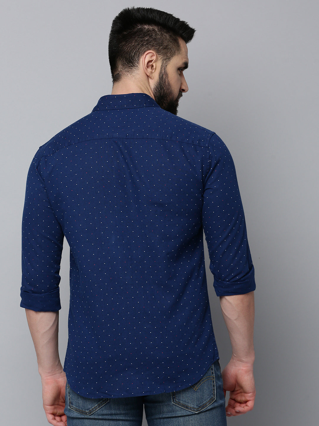 Men Navy Printed Casual Shirt