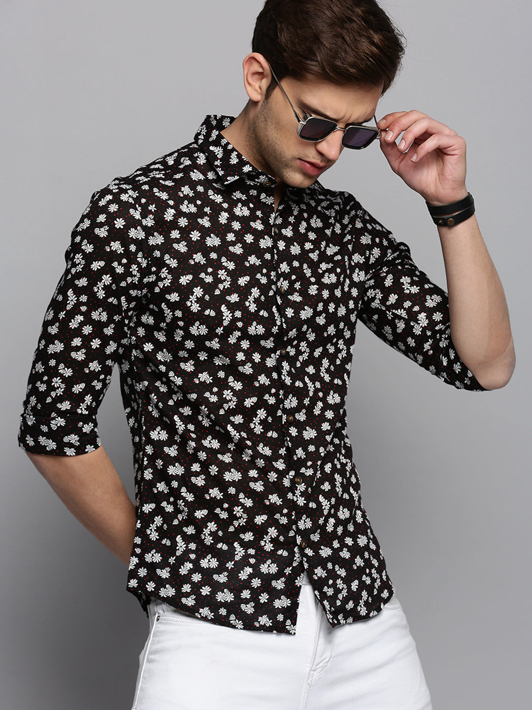 Men Black Printed Casual Shirt