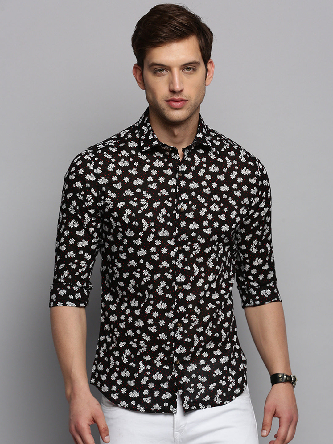 Men Black Printed Casual Shirt