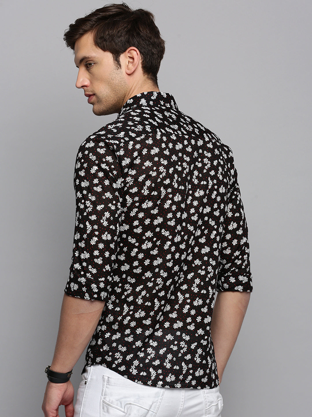 Men Black Printed Casual Shirt