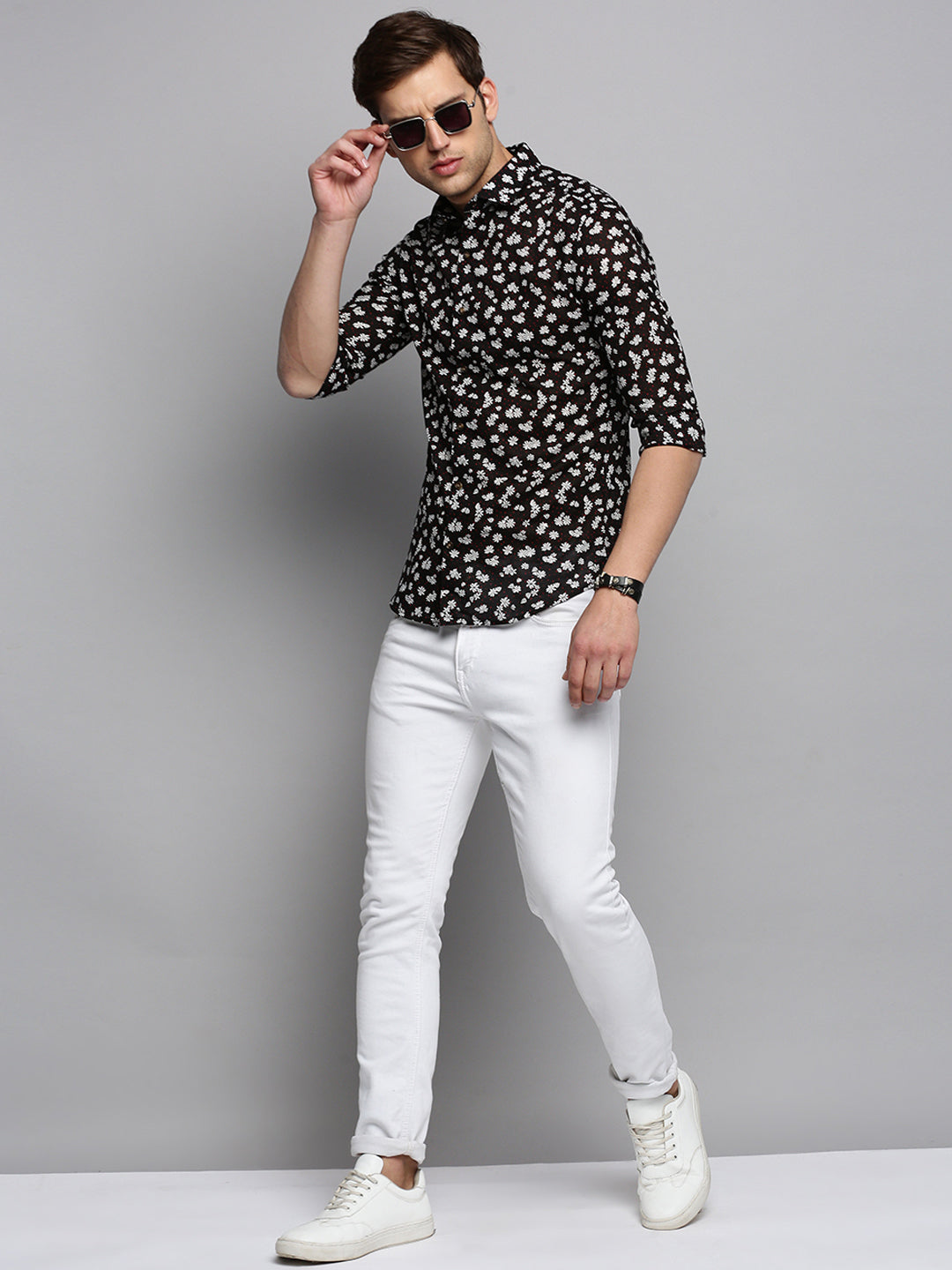 Men Black Printed Casual Shirt