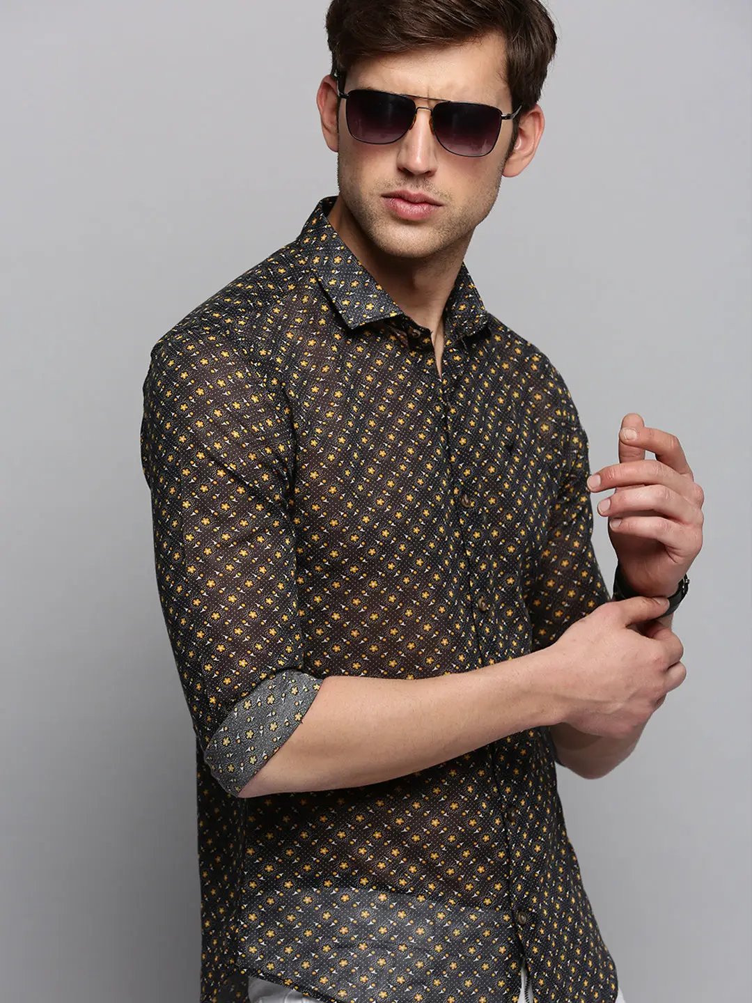 Men's Black Printed Casual Shirt