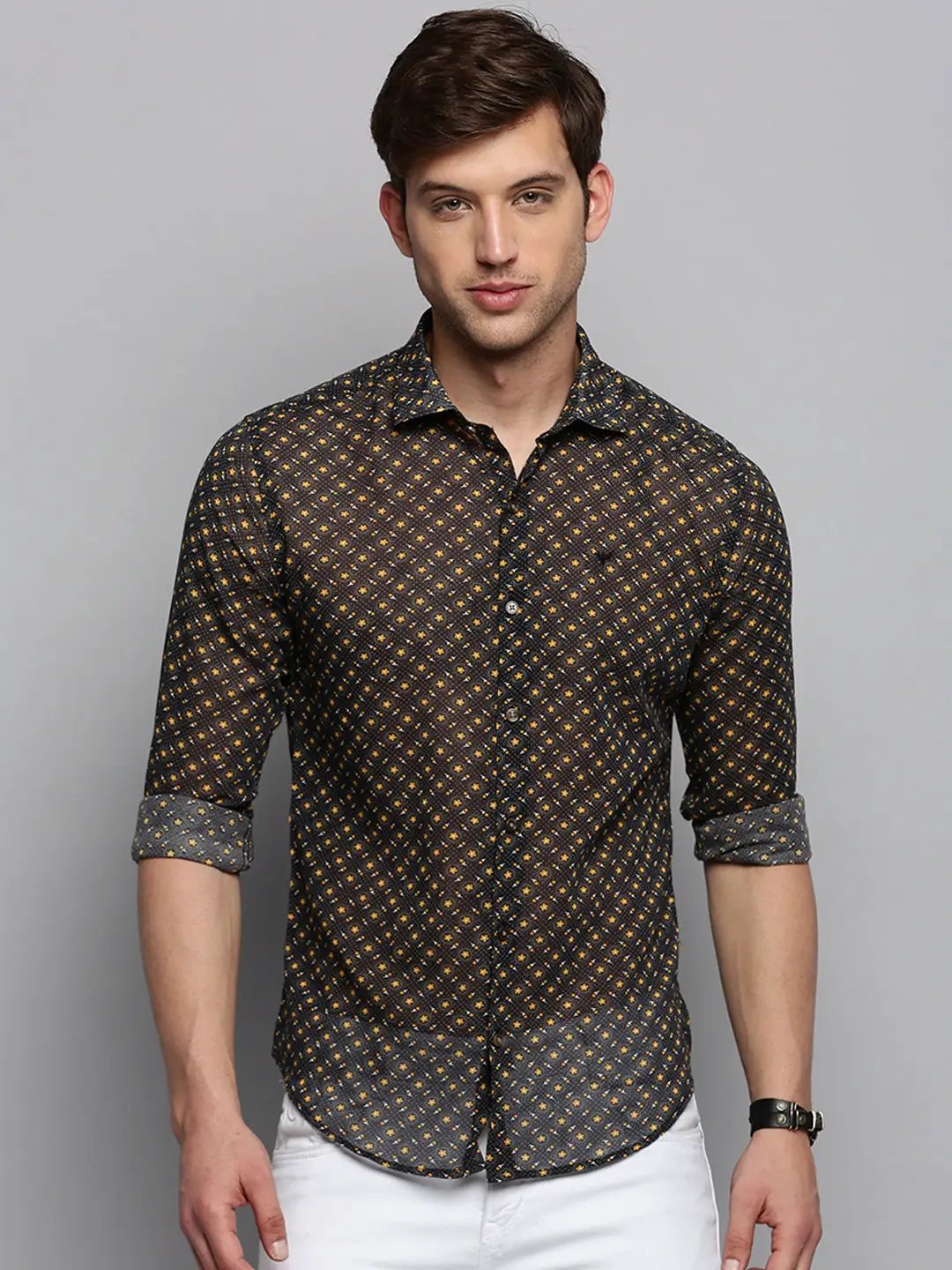 Men's Black Printed Casual Shirt