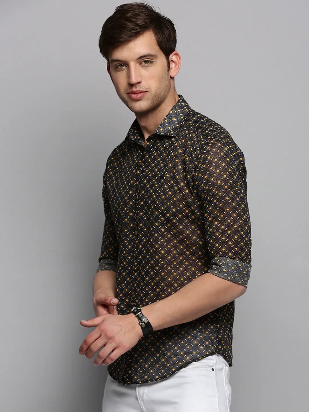 Men's Black Printed Casual Shirt