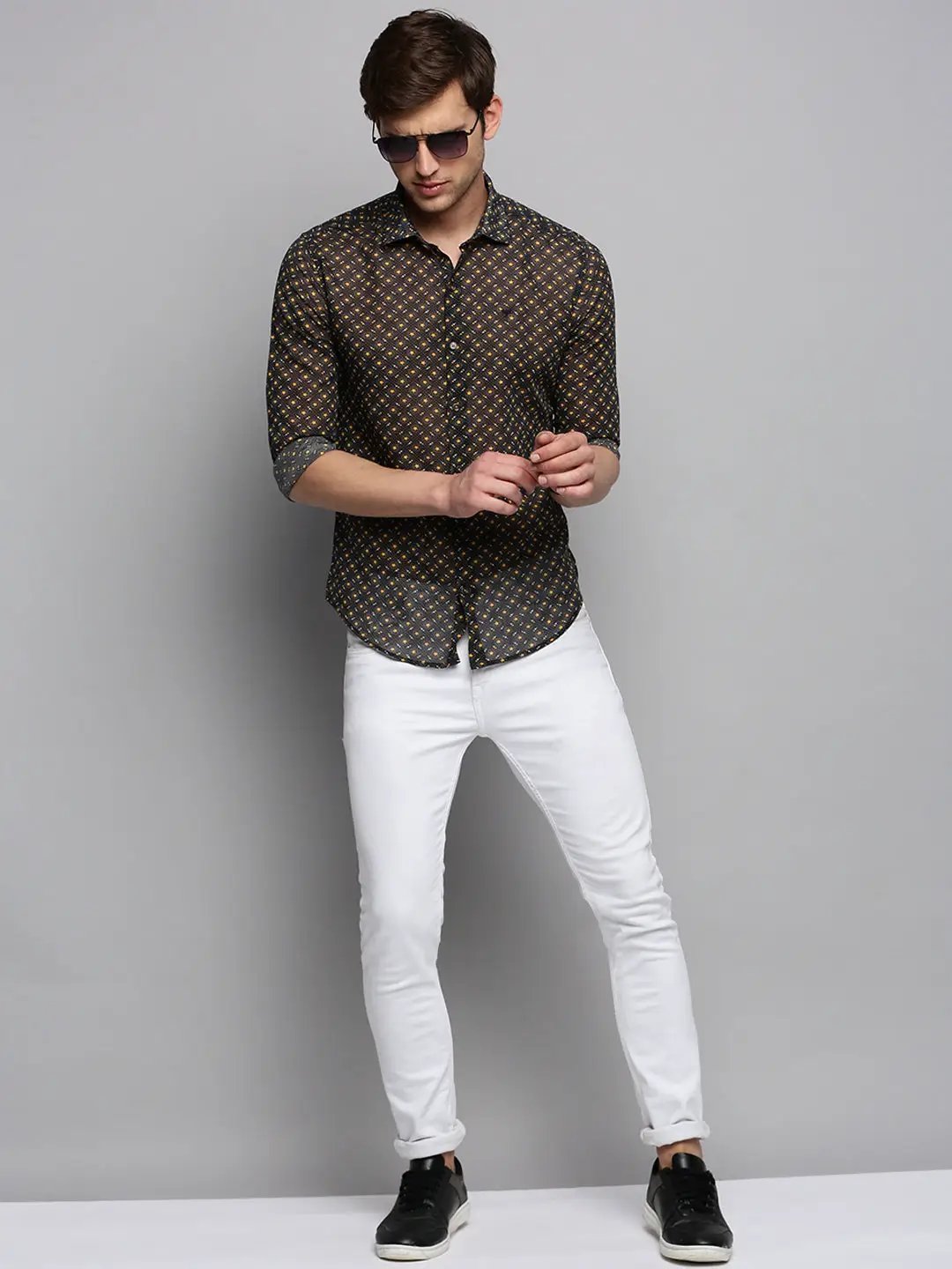 Men's Black Printed Casual Shirt