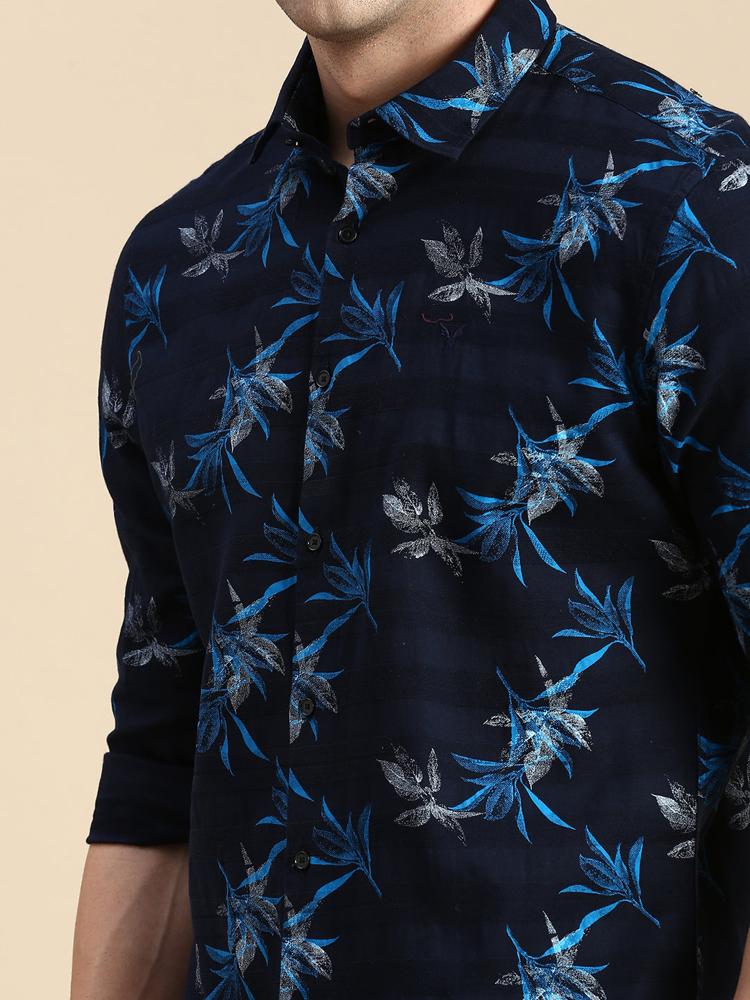 Men Navy Printed Casual Shirt