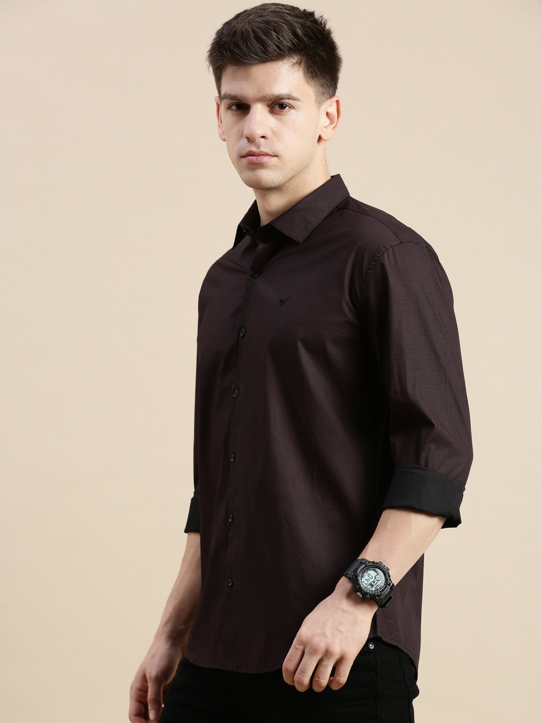 Men Black Graphics Casual Shirt