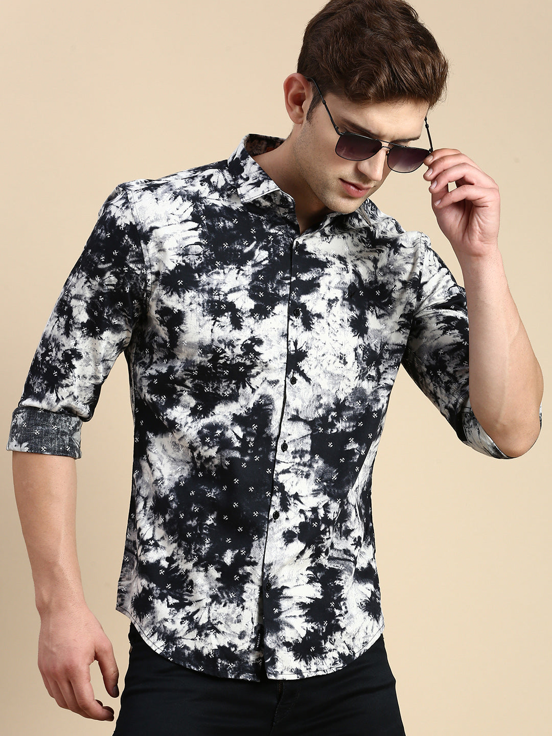 Men Black Printed Casual Shirt