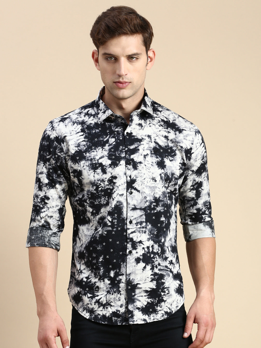 Men Black Printed Casual Shirt