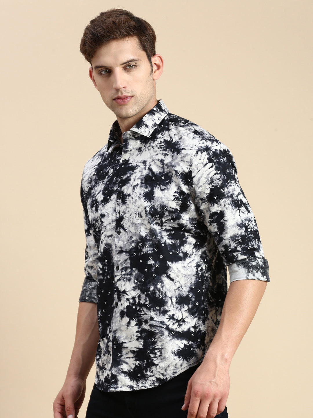 Men Black Printed Casual Shirt