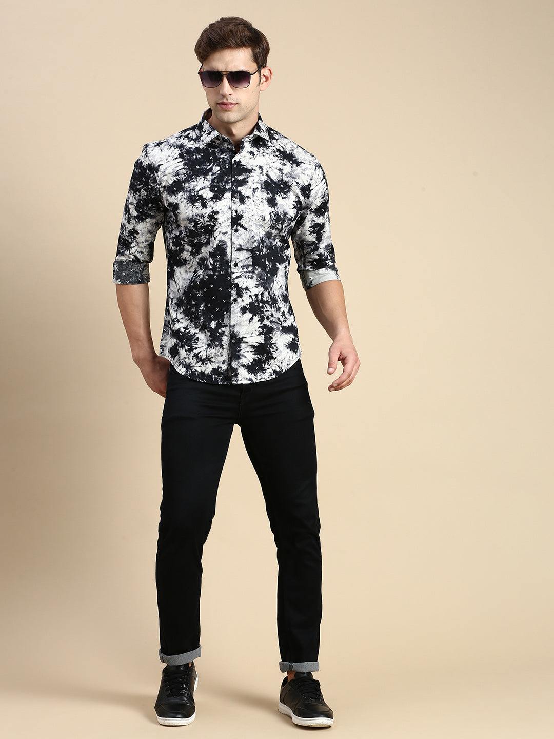 Men Black Printed Casual Shirt