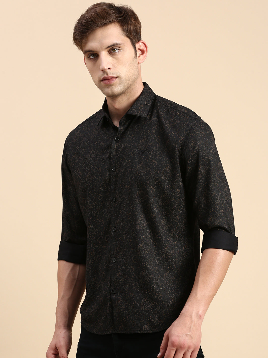 Men Black Printed Casual Shirt