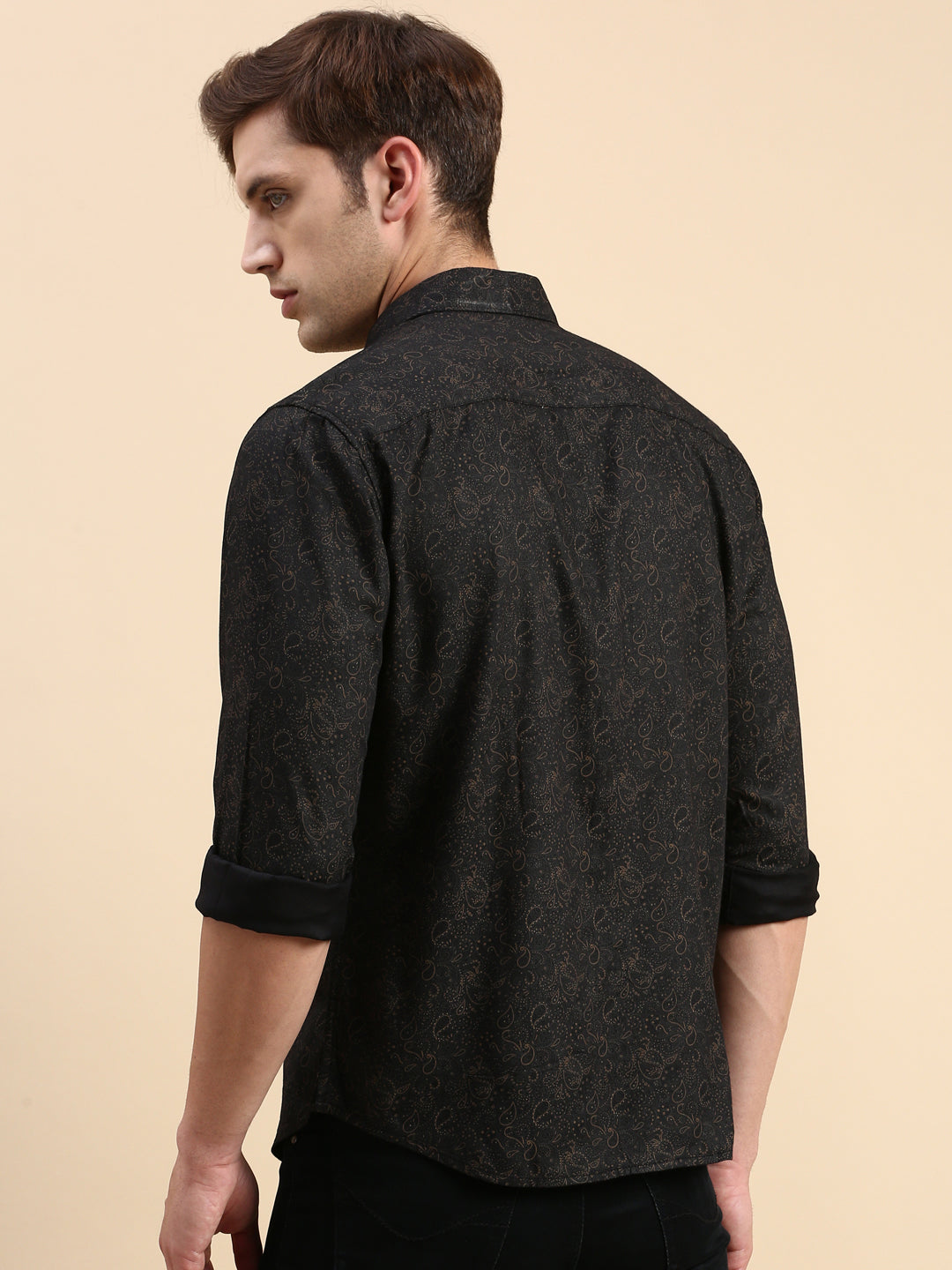 Men Black Printed Casual Shirt