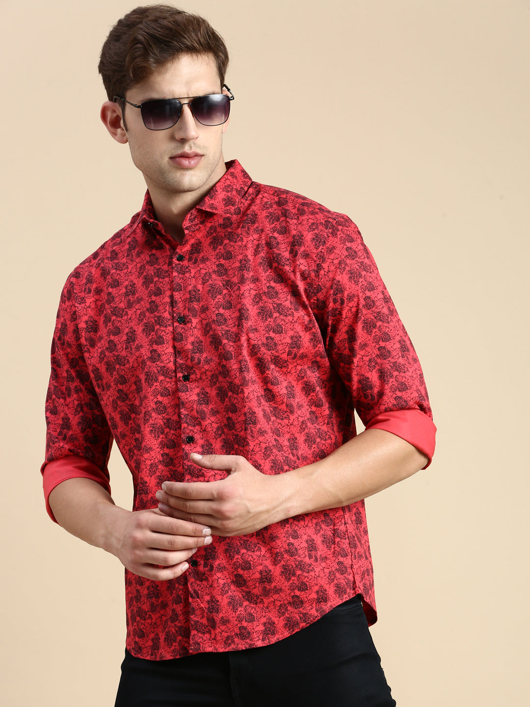 Men Pink Printed Casual Shirt