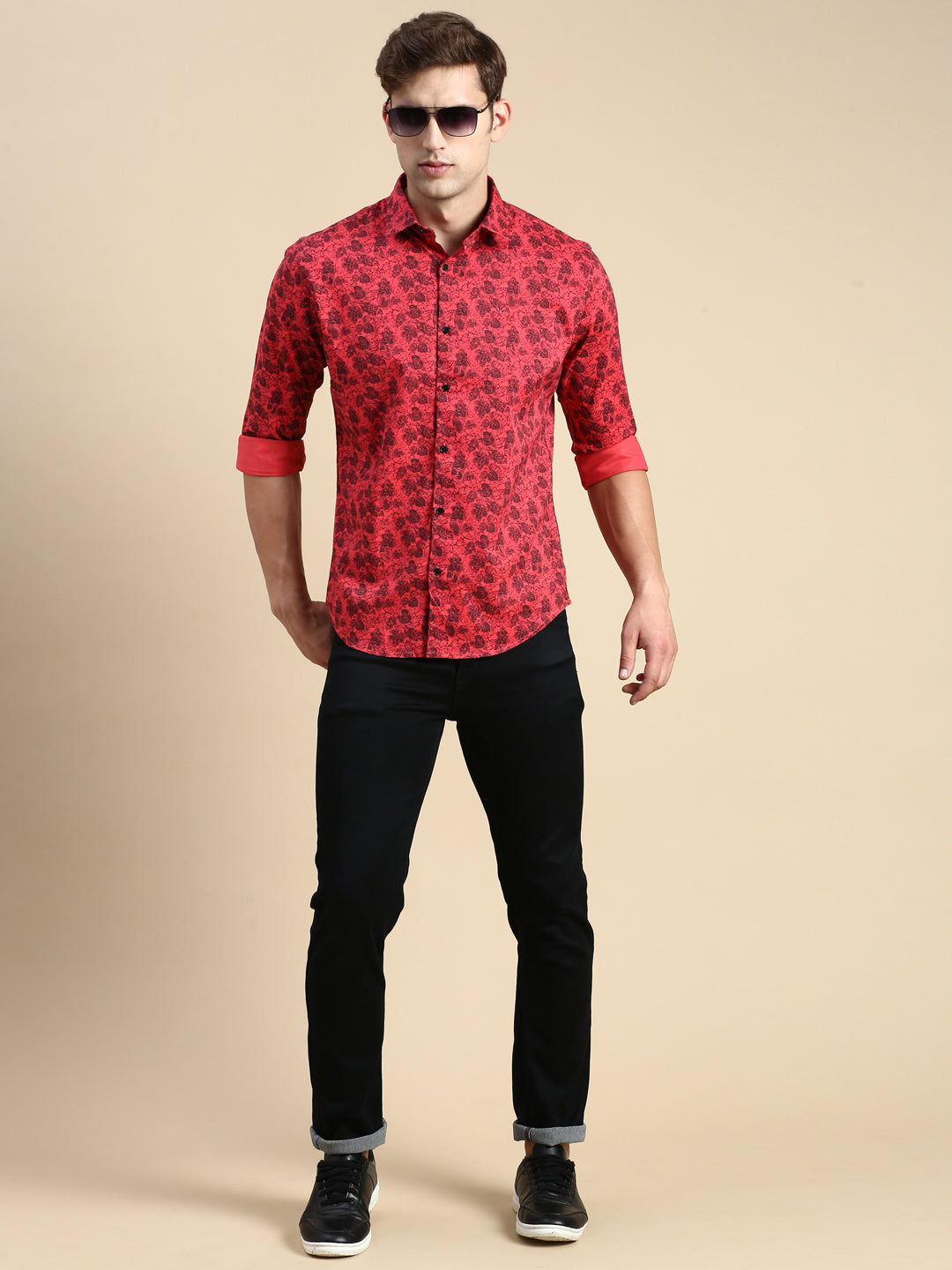 Men Pink Printed Casual Shirt