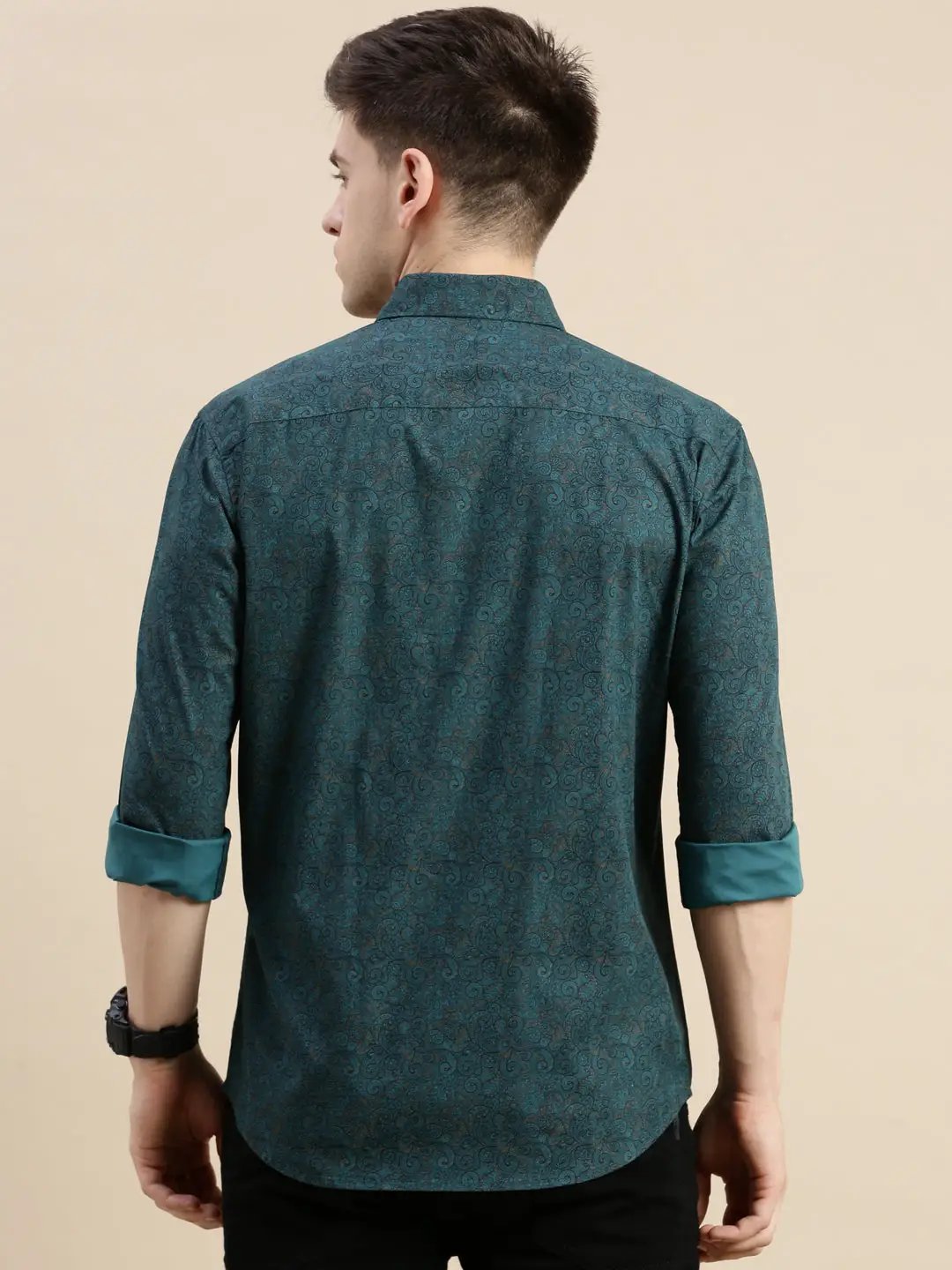 Men's Green Printed Casual Shirt