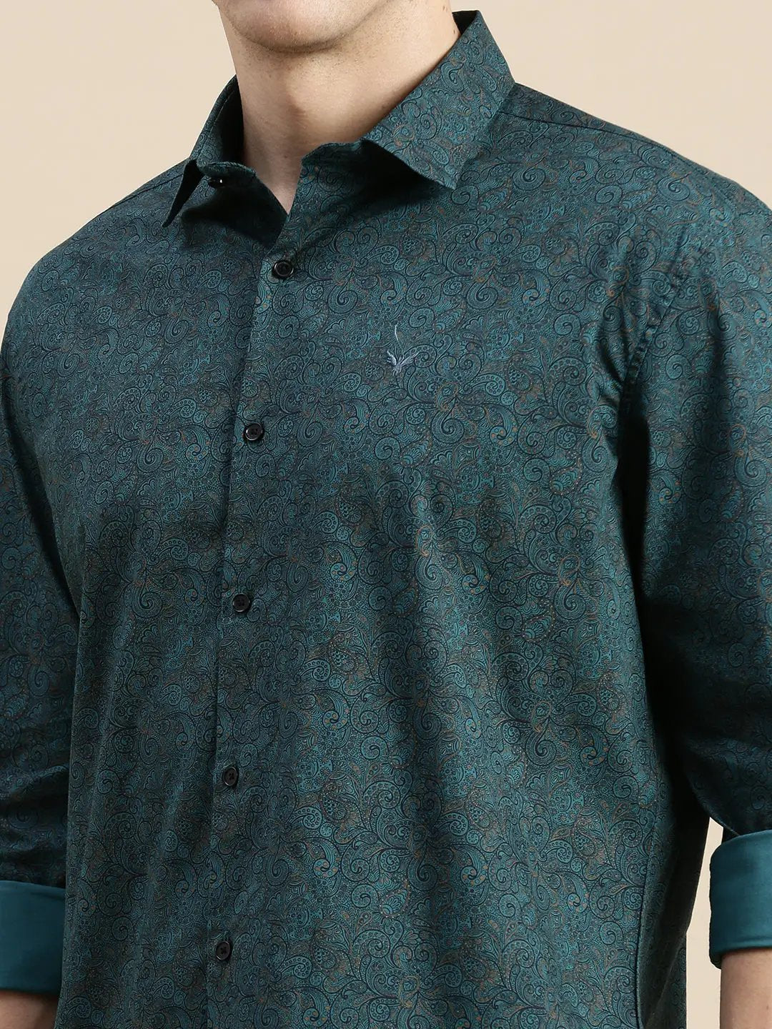 Men's Green Printed Casual Shirt