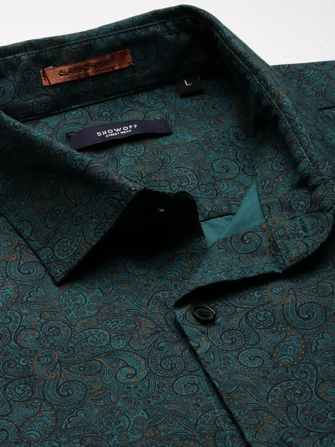 Men's Green Printed Casual Shirt