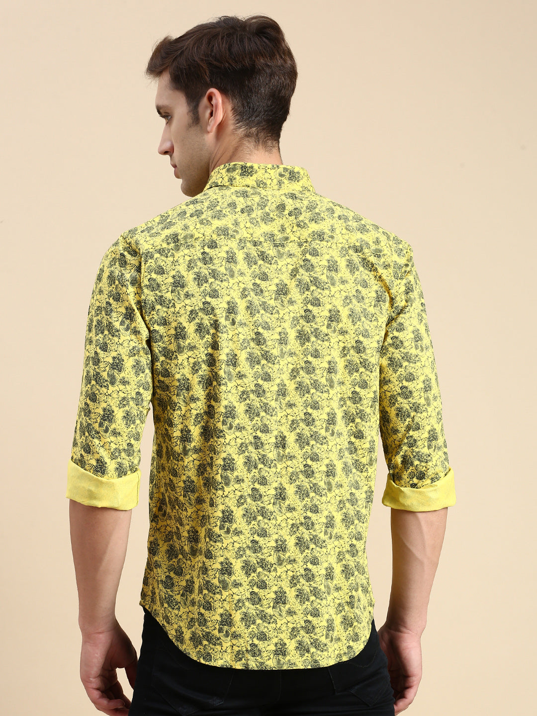 Men Yellow Printed Casual Shirt