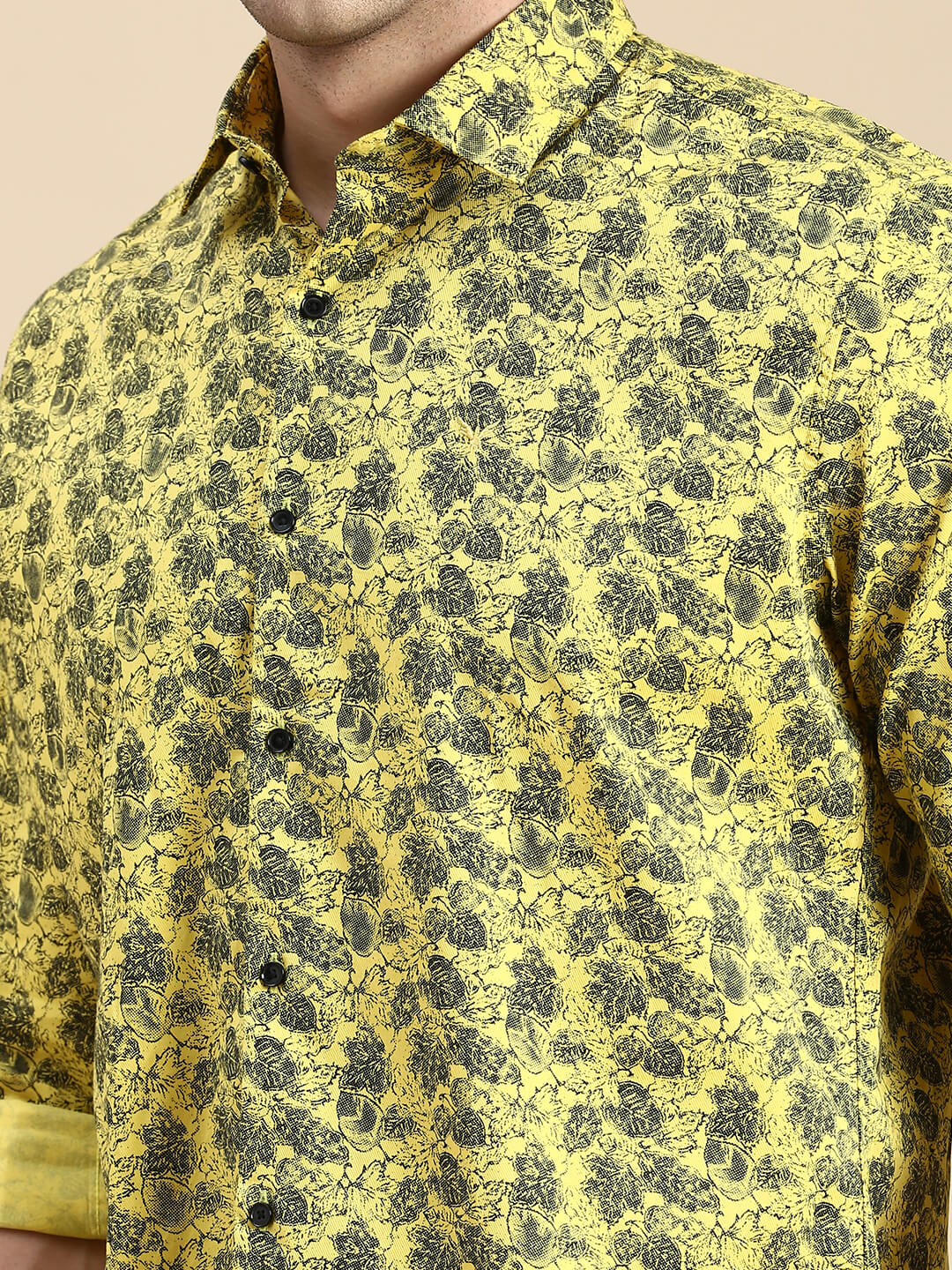 Men Yellow Printed Casual Shirt