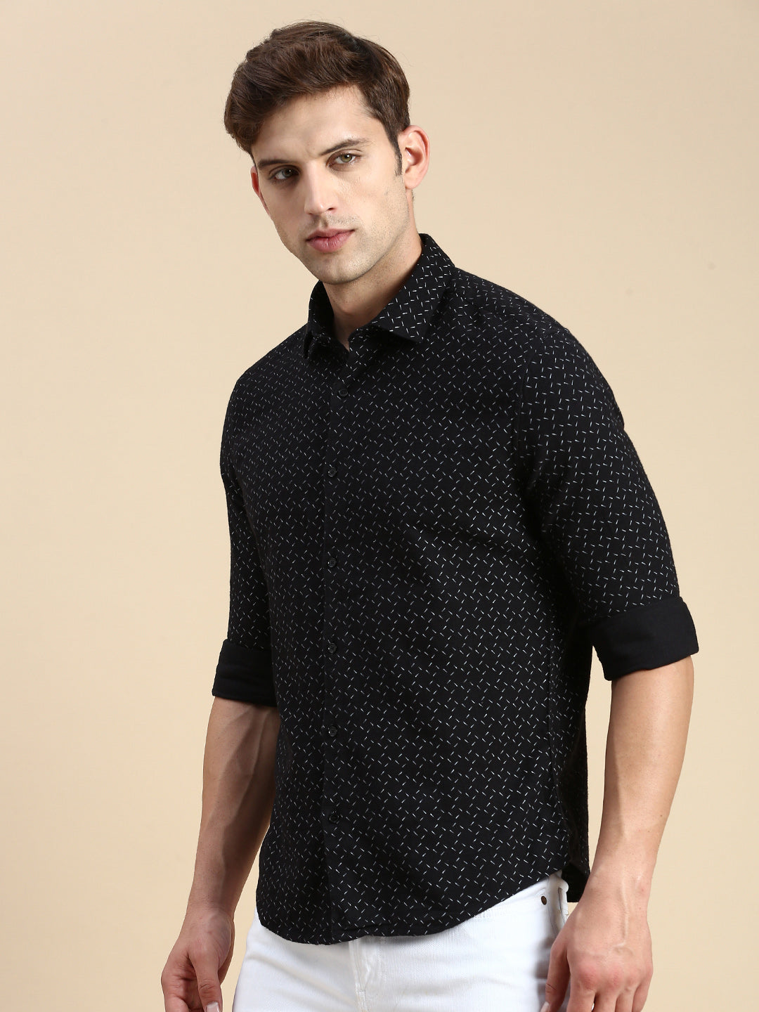 Men Black Printed Casual Shirt