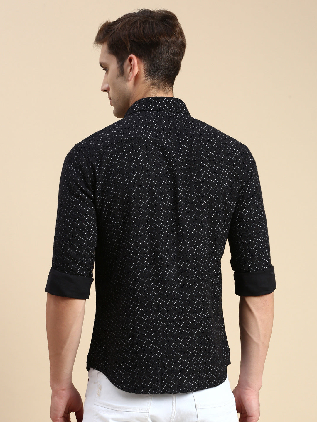 Men Black Printed Casual Shirt