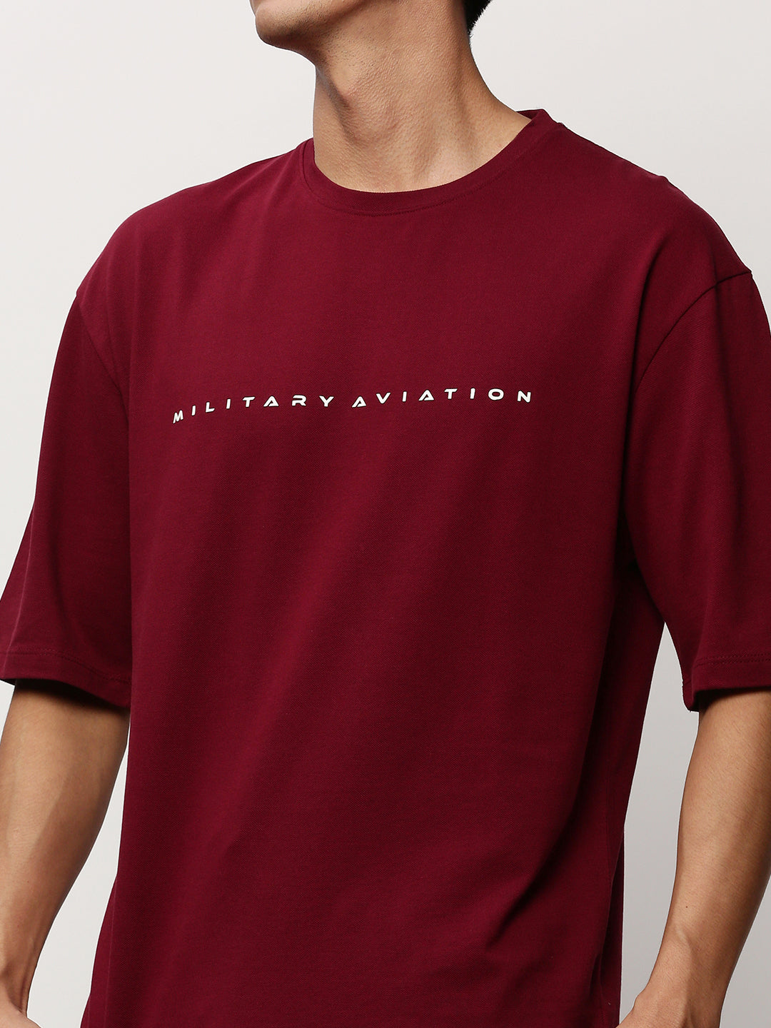 Men's Solid Maroon Round Neck T-Shirt & Shorts Co-Ords Set