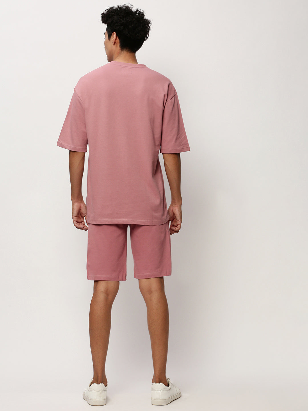 Men's Mauve Round Neck T-Shirt & Shorts Co-Ords Set