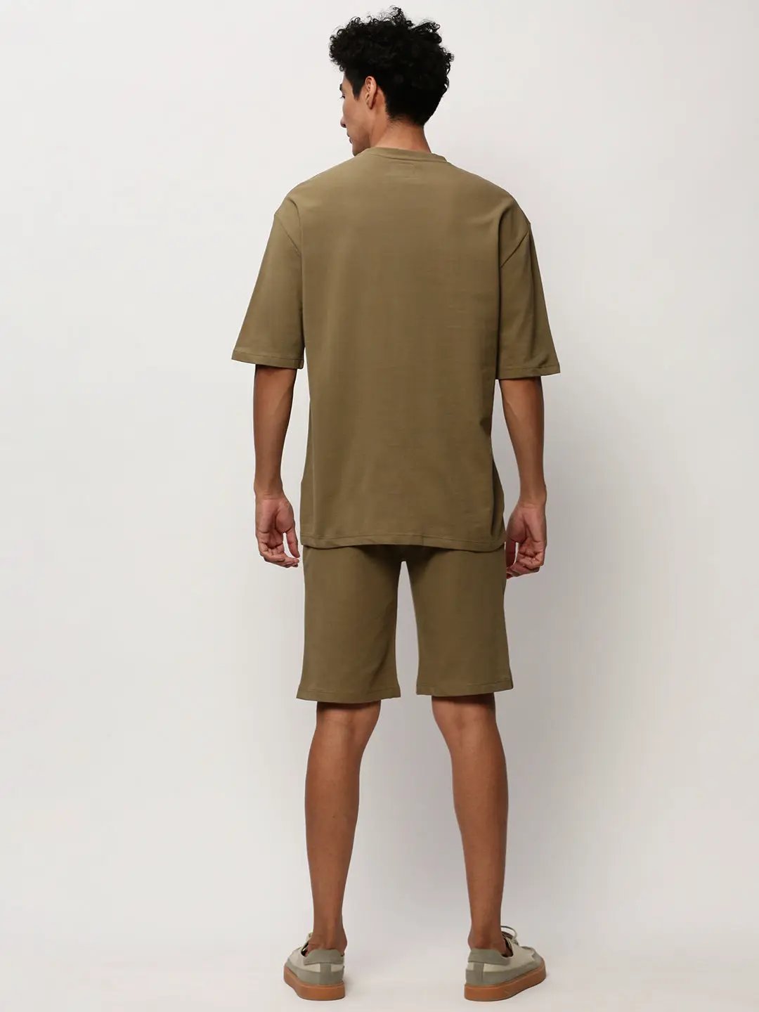Men's Green Typography Printed Round Neck T-Shirt & Shorts Co-Ords Set - from SHOWOFFFF