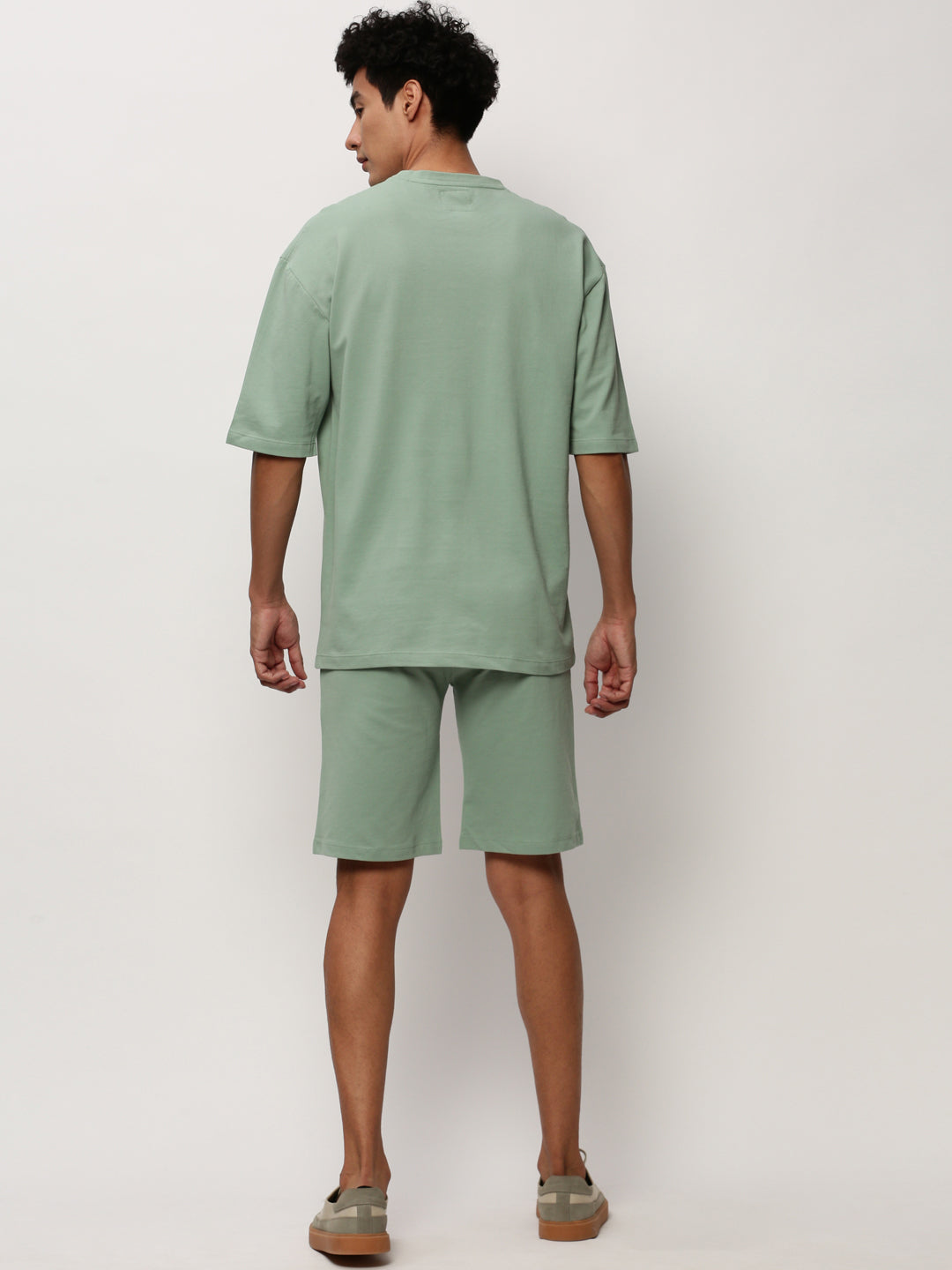 Men's Sea Green Round Neck T-Shirt & Shorts Co-Ords Set