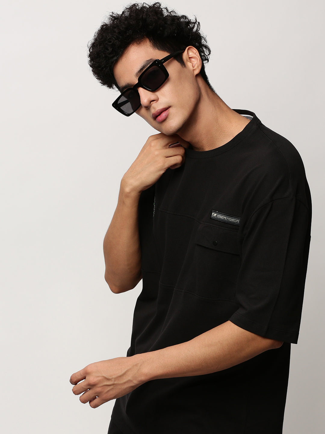Men's Black Round Neck Short Sleeves T-Shirt & Shorts Co-Ords Set