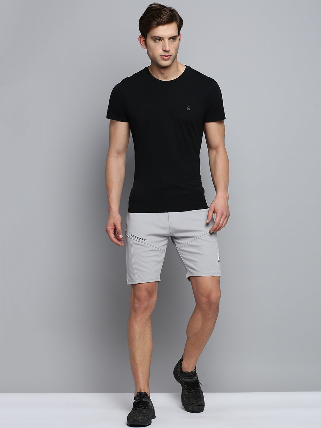 Men Grey Solid Sports Shorts