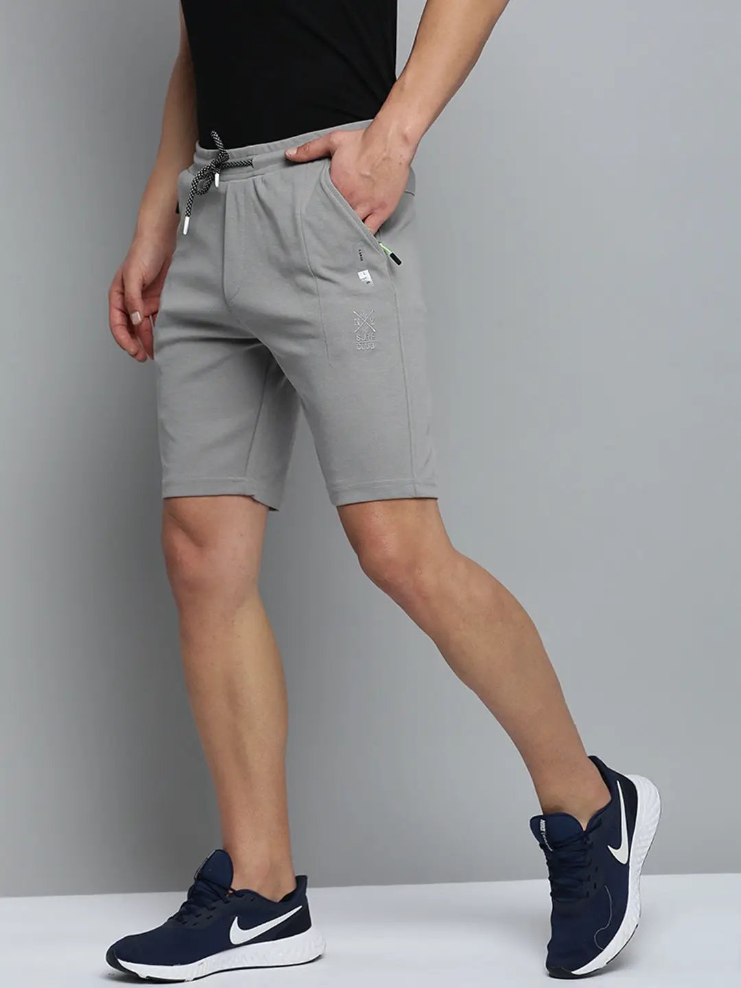 Men's Grey Solid Sports Shorts