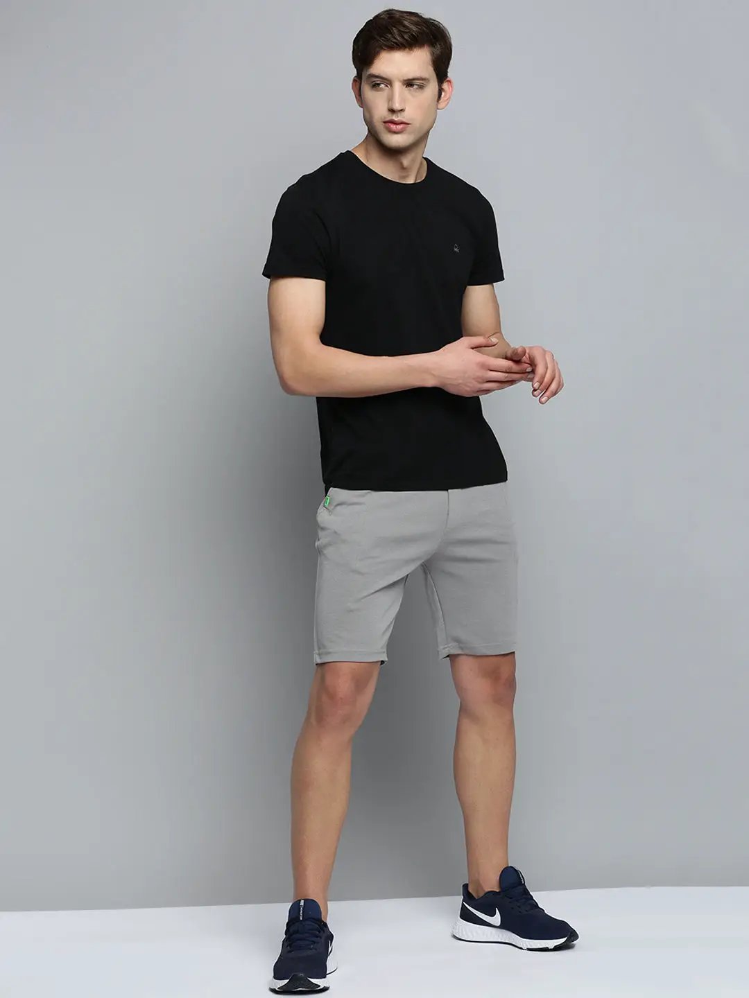 Men's Grey Solid Sports Shorts