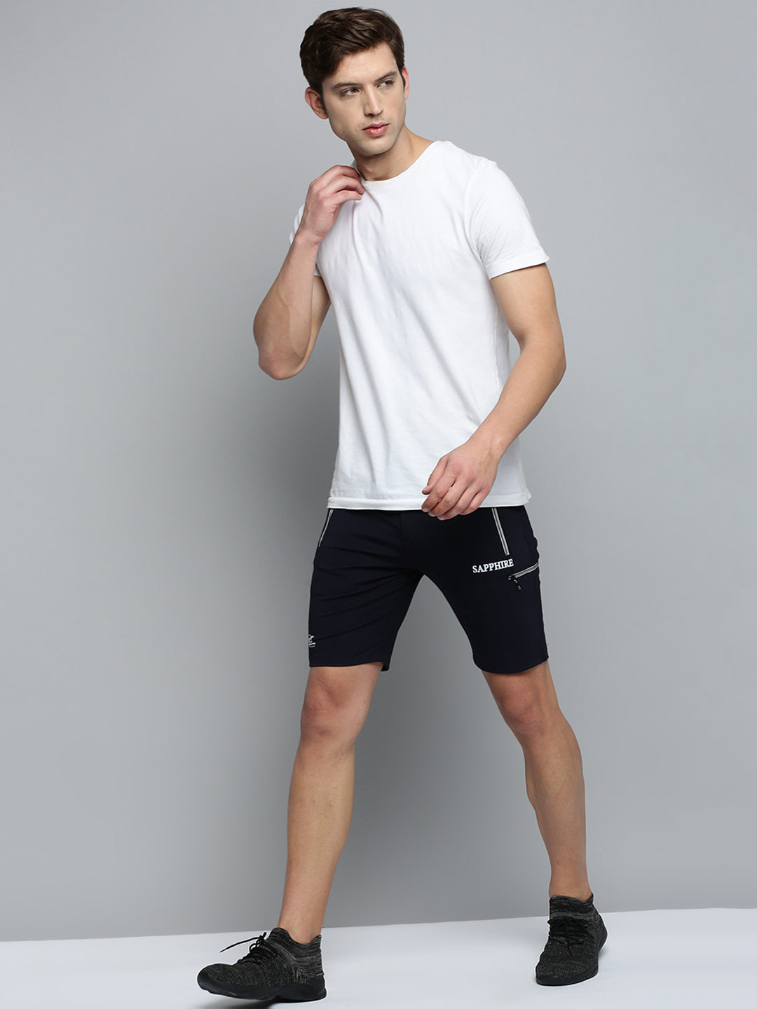 Men's Navy Solid Sports Shorts